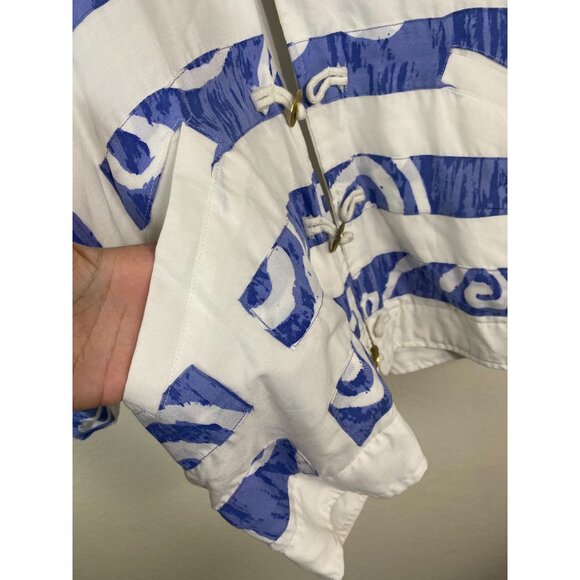 Nativewear Designs Blue White Kimono Cardigan Size Medium Artsy lagenlook Boho - Picture 5 of 13